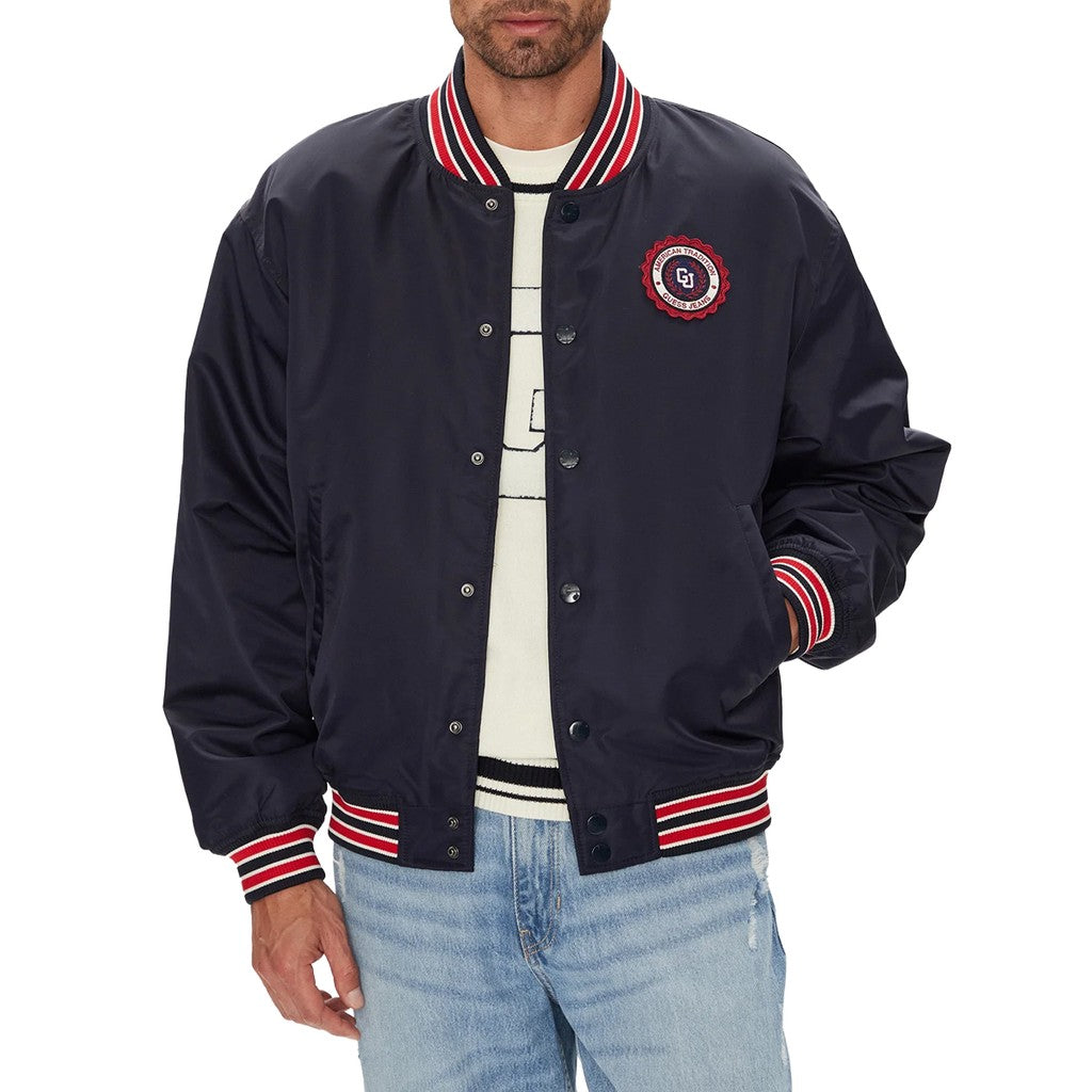 Guess Bomberjack met knoopsluiting – Blauw