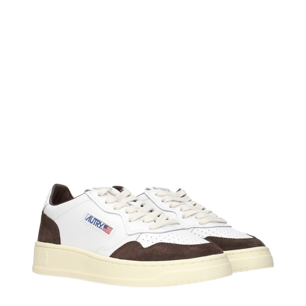 Autry Medalist Sneakers van leer en suède met veters – Wit / Bruin