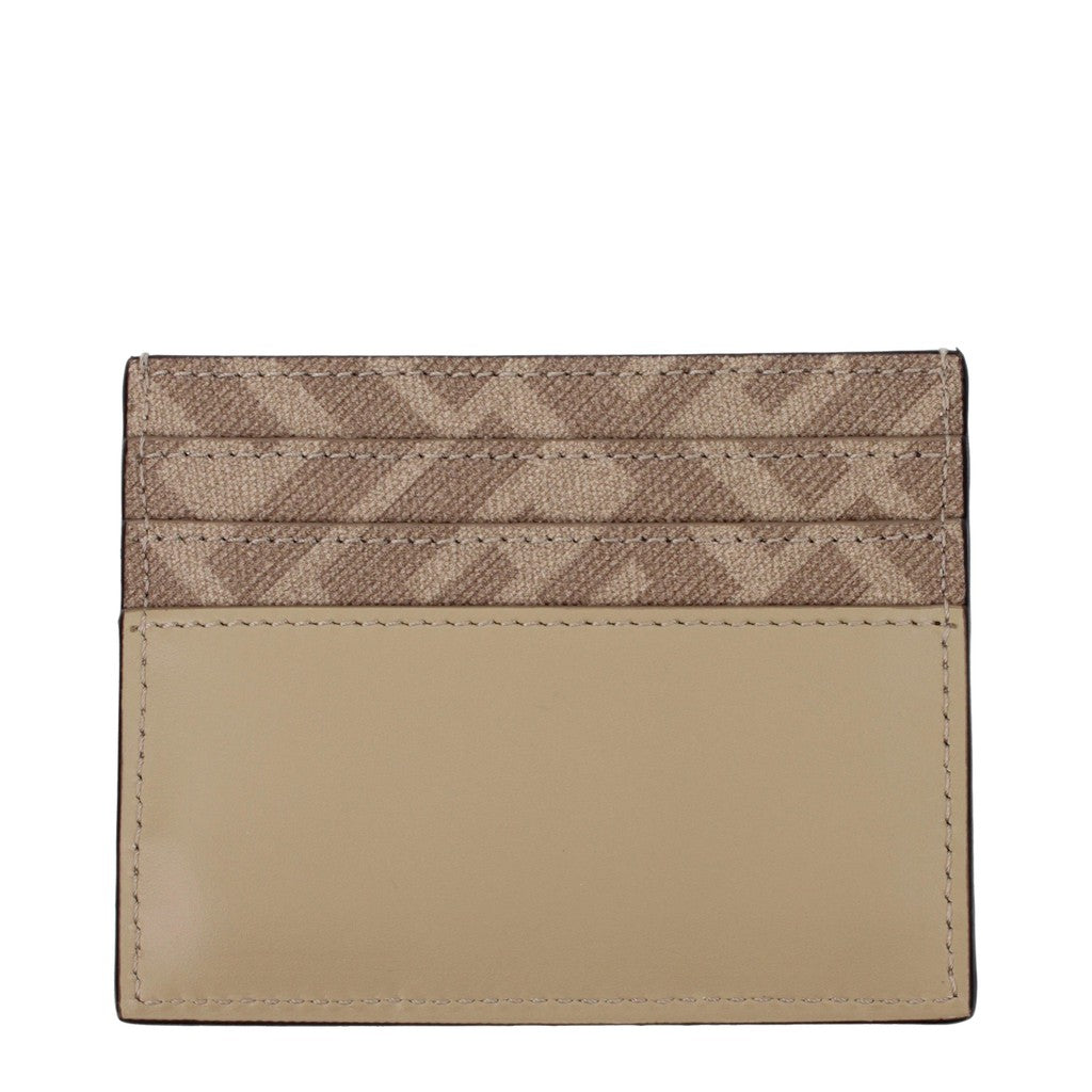 Fendi Kaarthouder van leer en stof met zeven kaartvakken – Beige