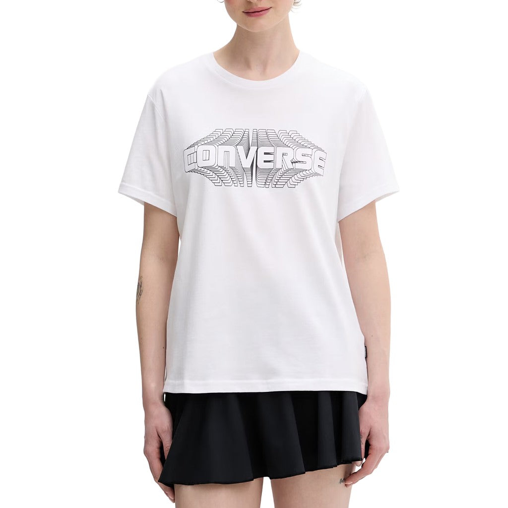 Converse Tweekleurig T-shirt met logo – Wit