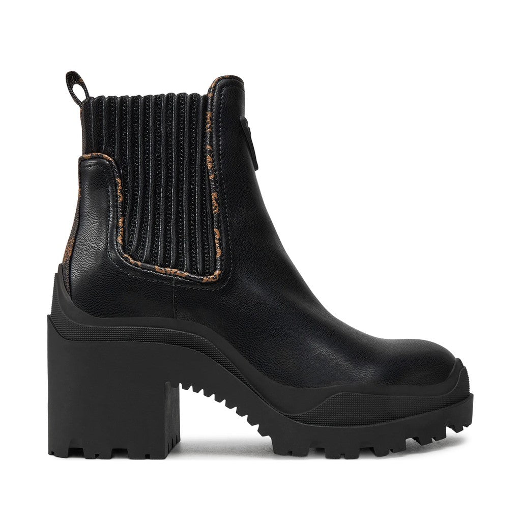 Guess Tweekleurige enkellaarzen met logo – Zwart