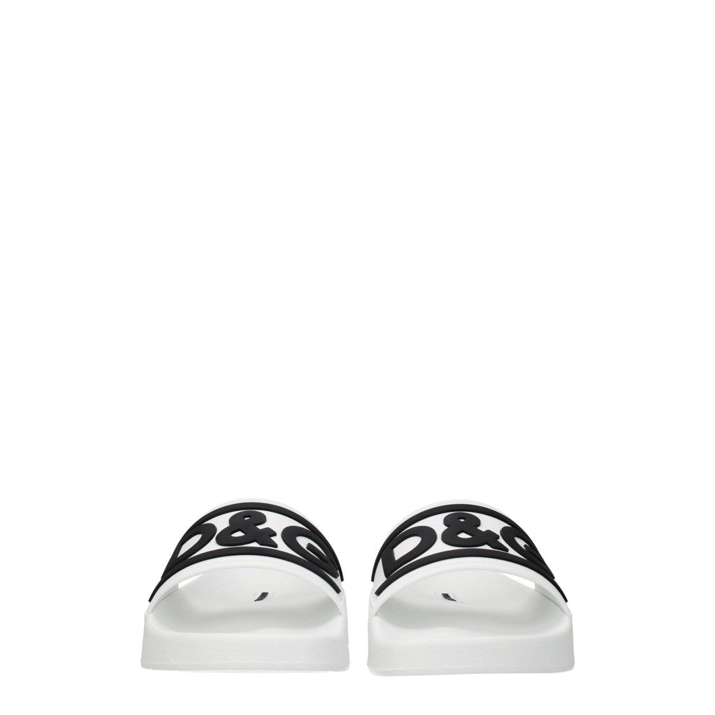 Dolce & Gabbana Rubberen slippers met open neus – Wit / Zwart