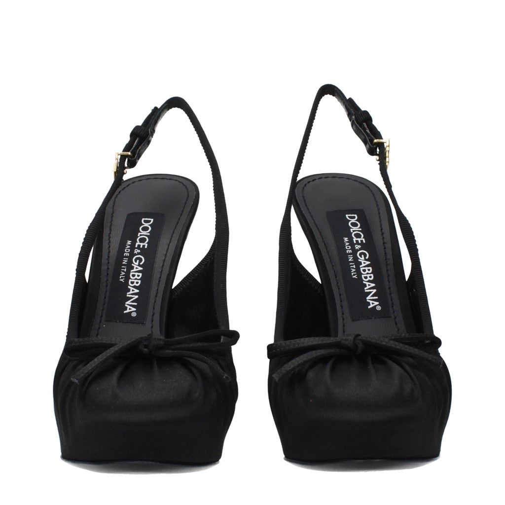 Dolce & Gabbana Satijnen pumps met ronde neus – Zwart