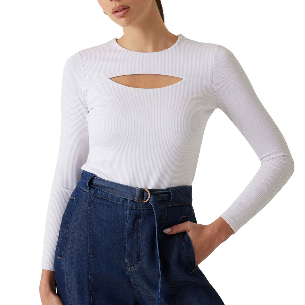 Guess Top met ronde hals en lange mouwen – Wit