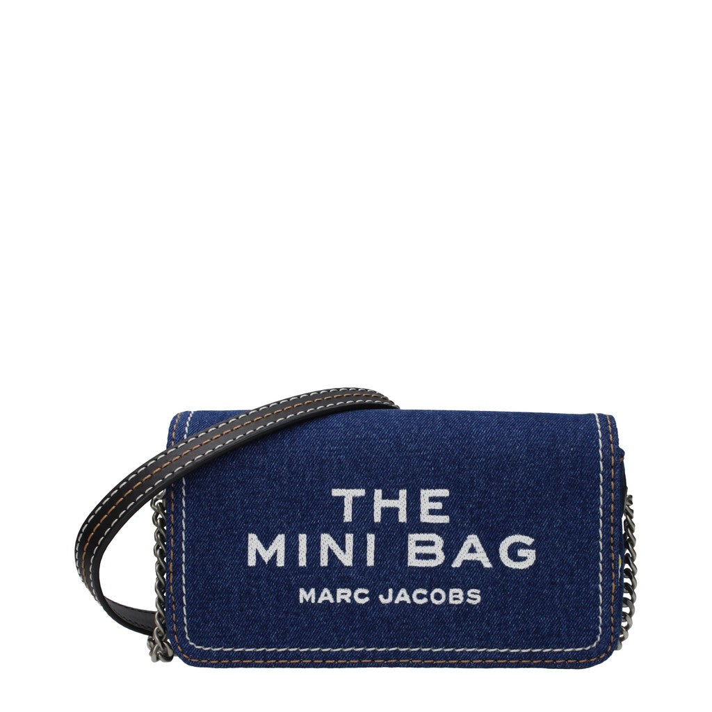 Marc Jacobs The Mini Bag Crossbodytas van stof en leer – Marineblauw