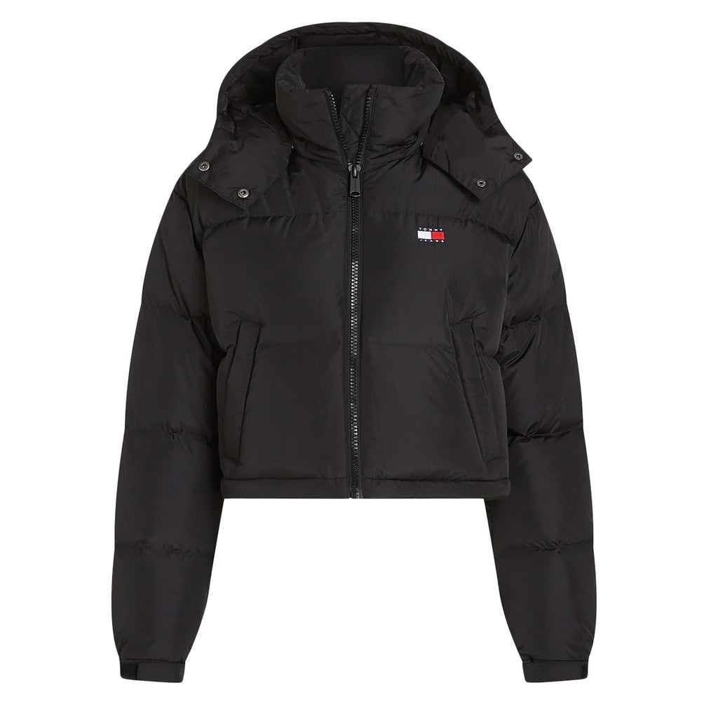 Tommy Jeans Alaska Pufferjas met capuchon en trekkoord – Zwart