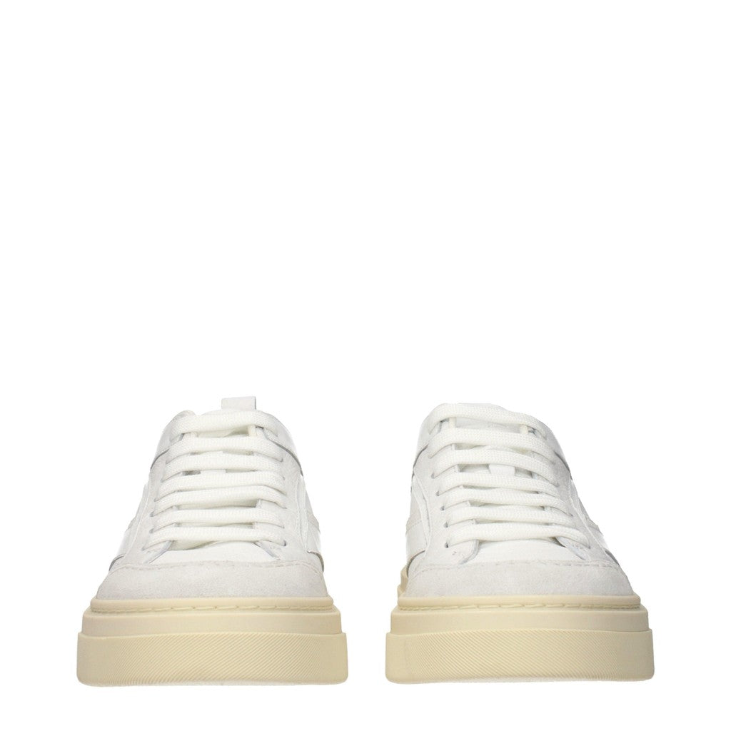 Salvatore Ferragamo Cassina Sneakers van leer en suède – Wit / Grijs