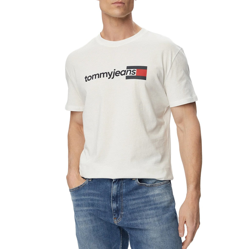Tommy Jeans Regular Fit T-shirt met bedrukt logo – Ecru