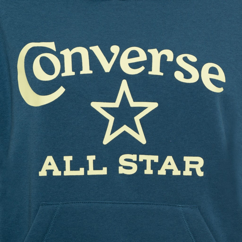 Converse Tweekleurige hoodie met fleece en bedrukt logo – Blauw