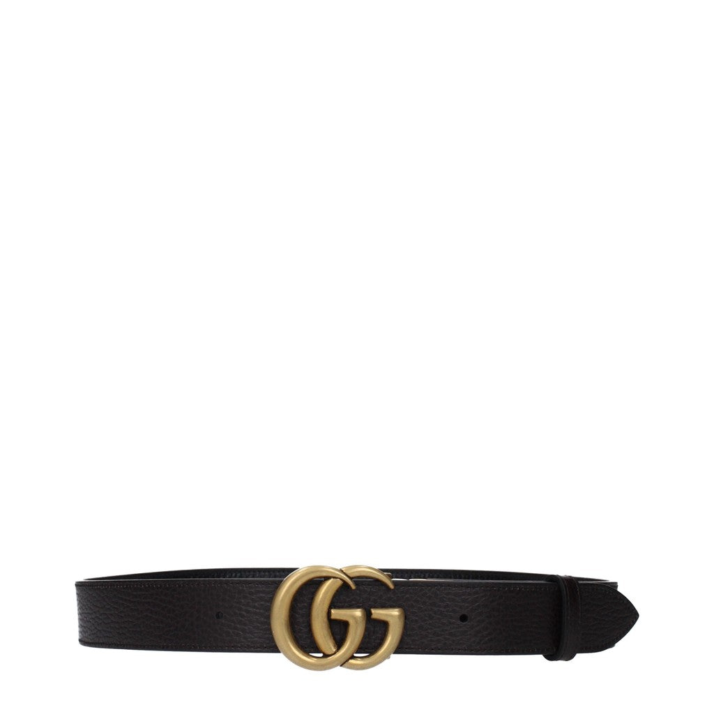 Gucci Leren riem met goudkleurige details – Zwart / Bruin