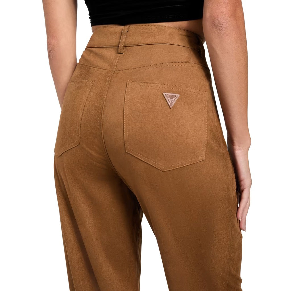 Guess Broek met vier zakken en logo – Cognac