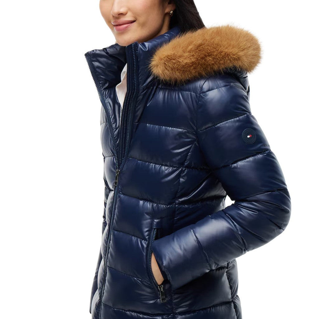 Tommy Hilfiger Donsjas met capuchon – Blauw