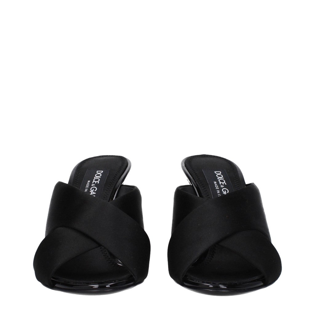 Dolce & Gabbana Sandalen met hak en leren zool – Zwart
