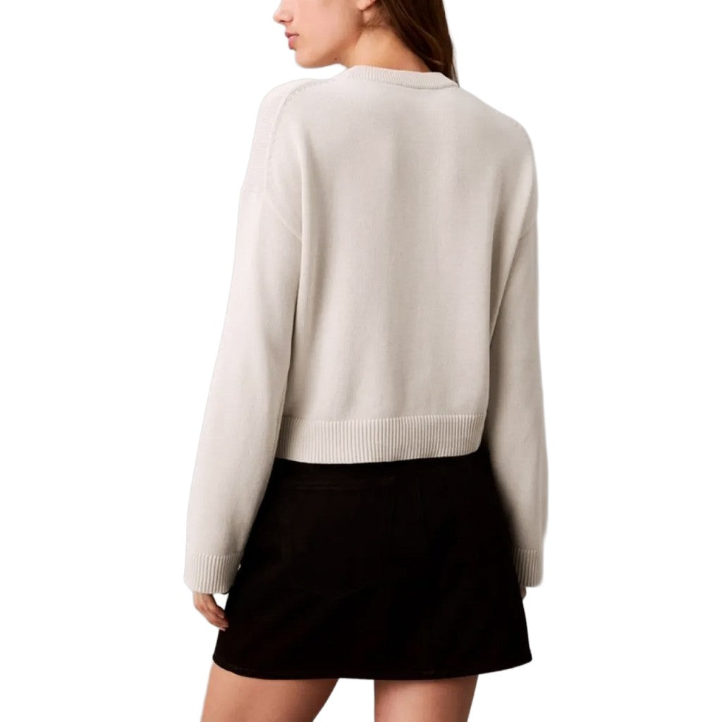 Calvin Klein Gebreide trui met ronde hals – Wit