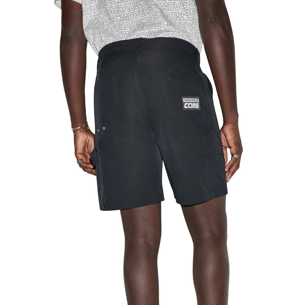 Converse Bermuda short met knoop- en ritssluiting en logo – Zwart
