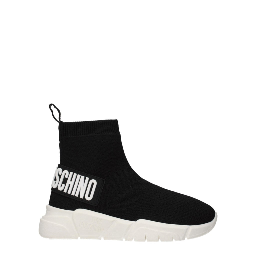 Love Moschino Stoffen sneakers met rubberen zool – Zwart