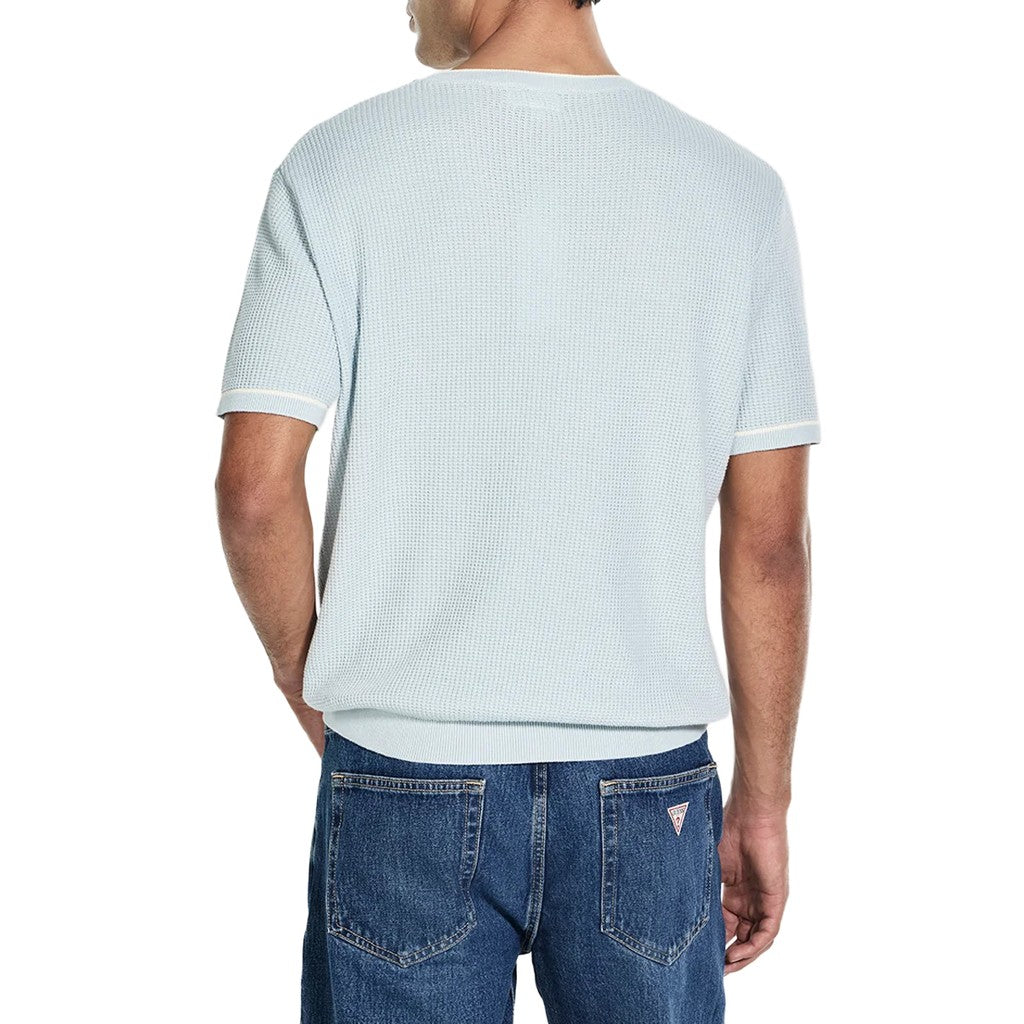 Guess Trui met korte mouwen en geborduurd logo – Lichtblauw
