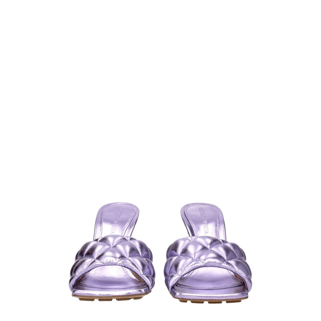 Bottega Veneta Hoge leren sandalen met open neus – Lila