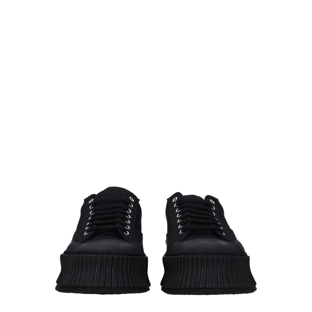 Jil Sander Low-Top Sneakers van textiel en rubber – Zwart