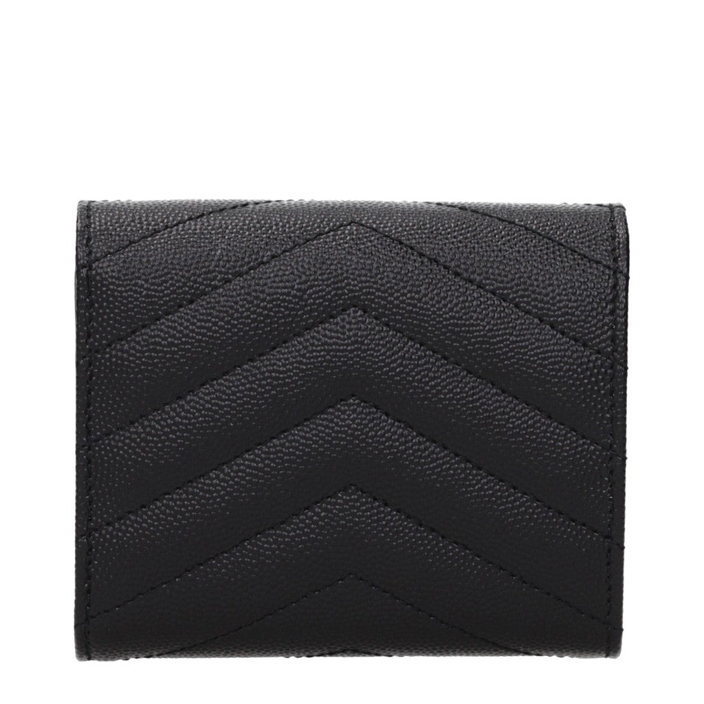Saint Laurent Kleine portemonnee met drukknoopsluiting – Zwart