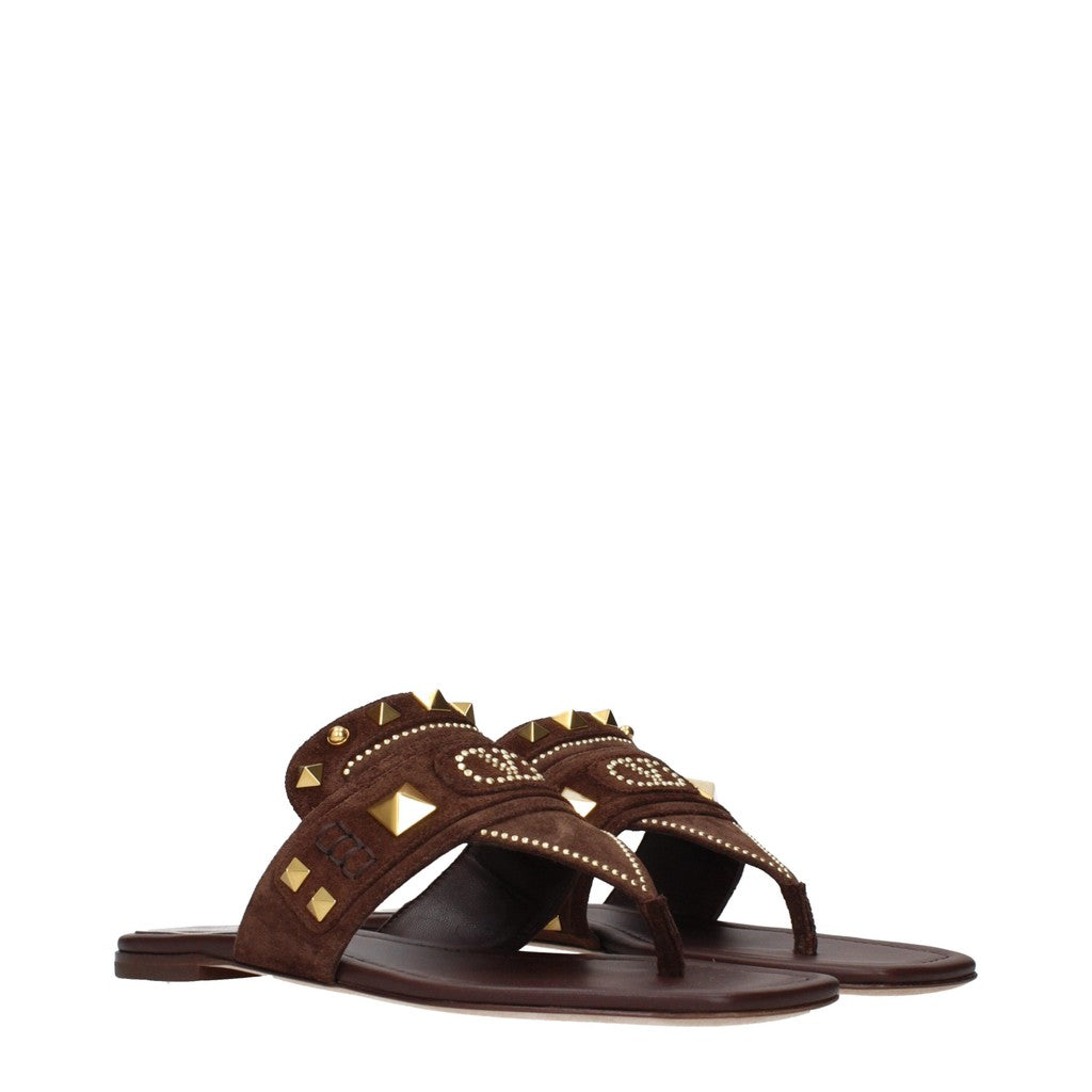 Valentino Garavani Sandalen met open neus en leren zool – Bruin