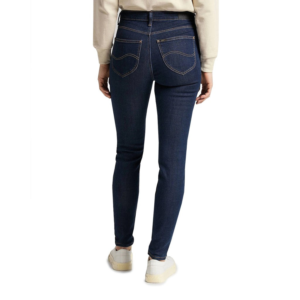 Lee Scarlett High Jeans met vijf zakken en logo – Donkerblauw