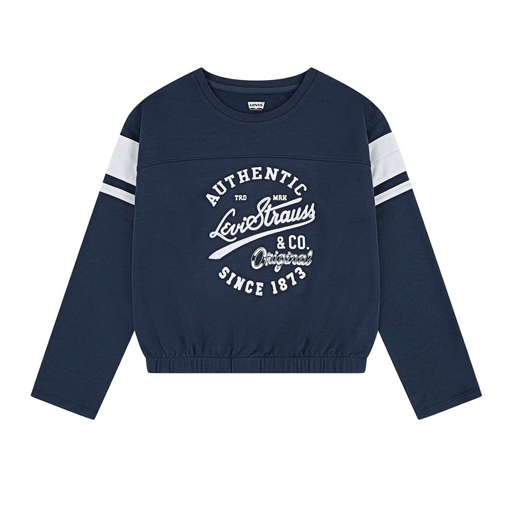 Levi's Kids Tweekleurige sweater met ronde hals – Marineblauw
