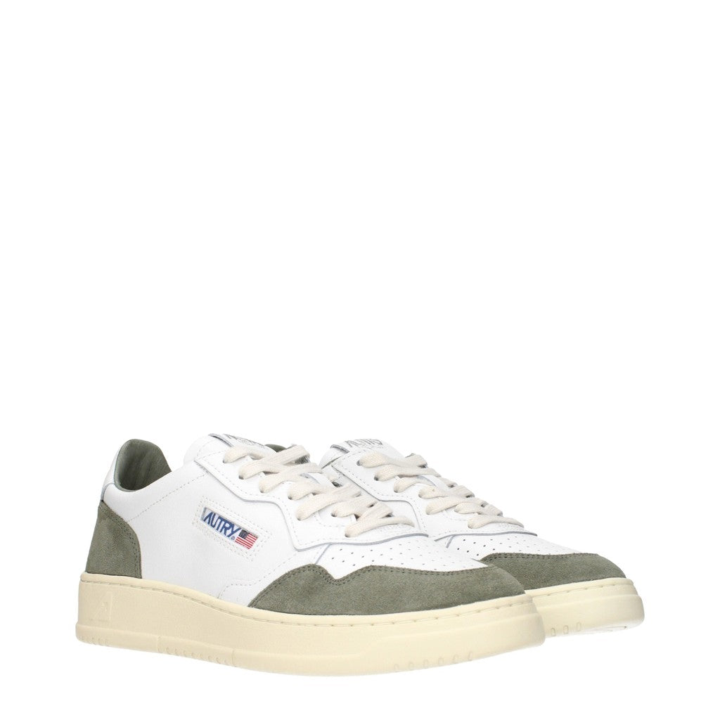 Autry Medalist Sneakers van leer en suède met veters – Wit / Groen