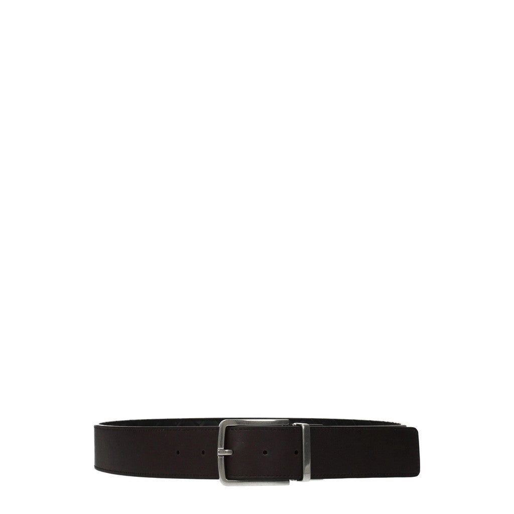 Bottega Veneta Leren herenriem met zilverkleurige details – Zwart / Bruin