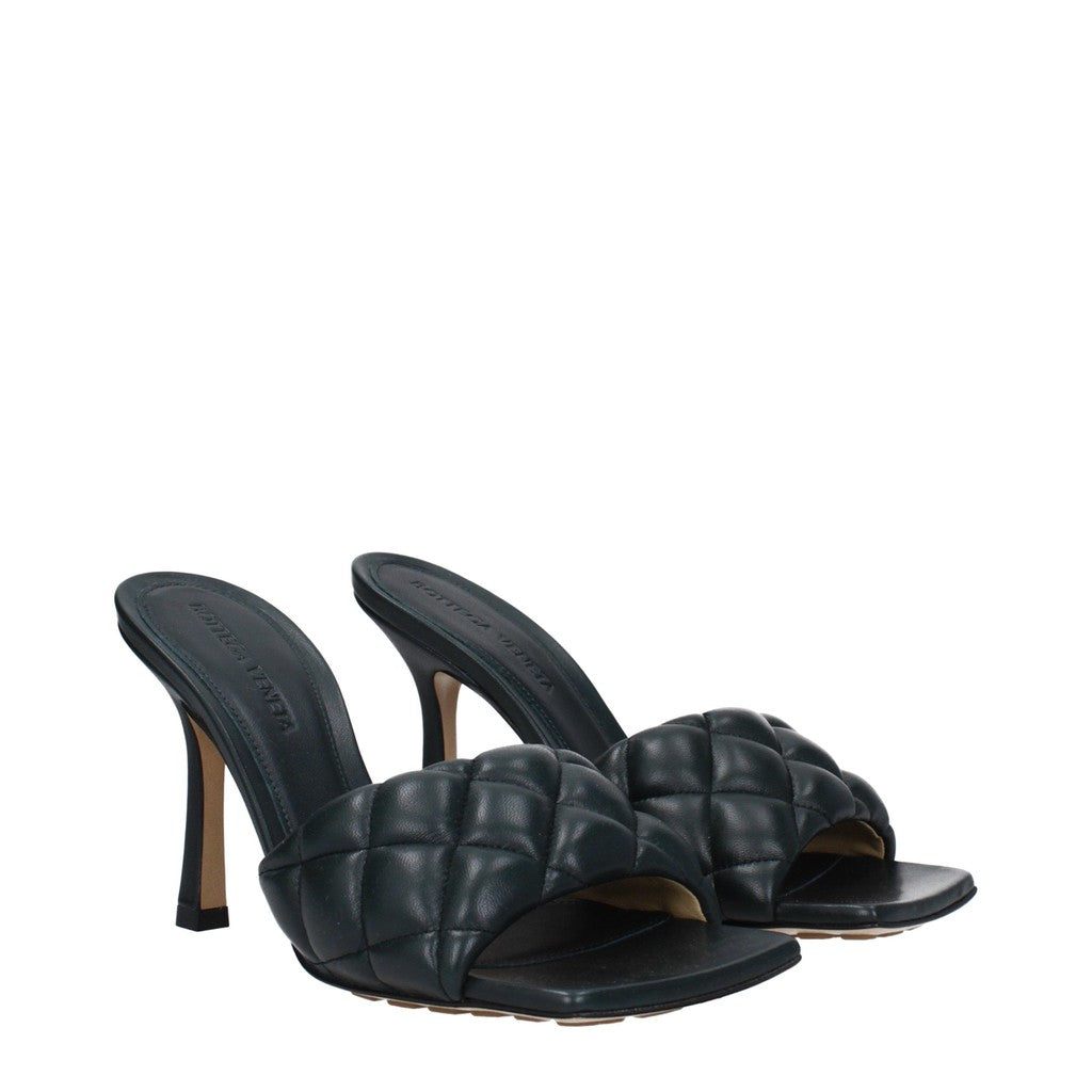 Bottega Veneta Leren sandalen met hak en rubberen zool – Donkergroen