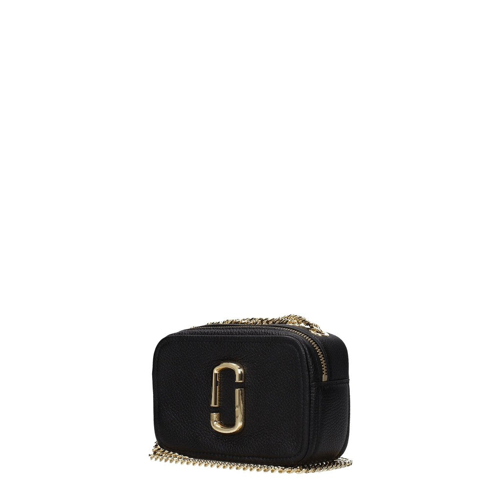 Marc Jacobs Kleine leren crossbodytas met goudkleurige details – Zwart