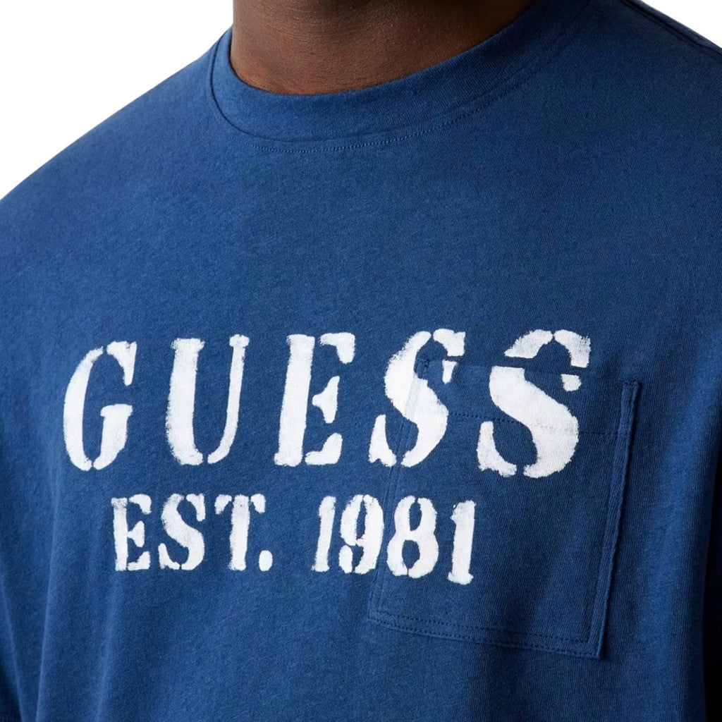 Guess T-shirt met logoprint Heren – Blauw