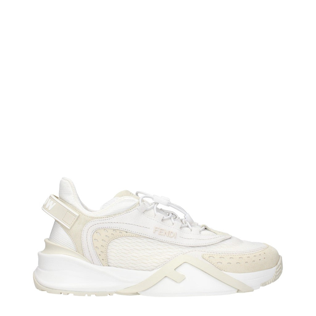Fendi Sneakers van suède en stof – Wit / Beige