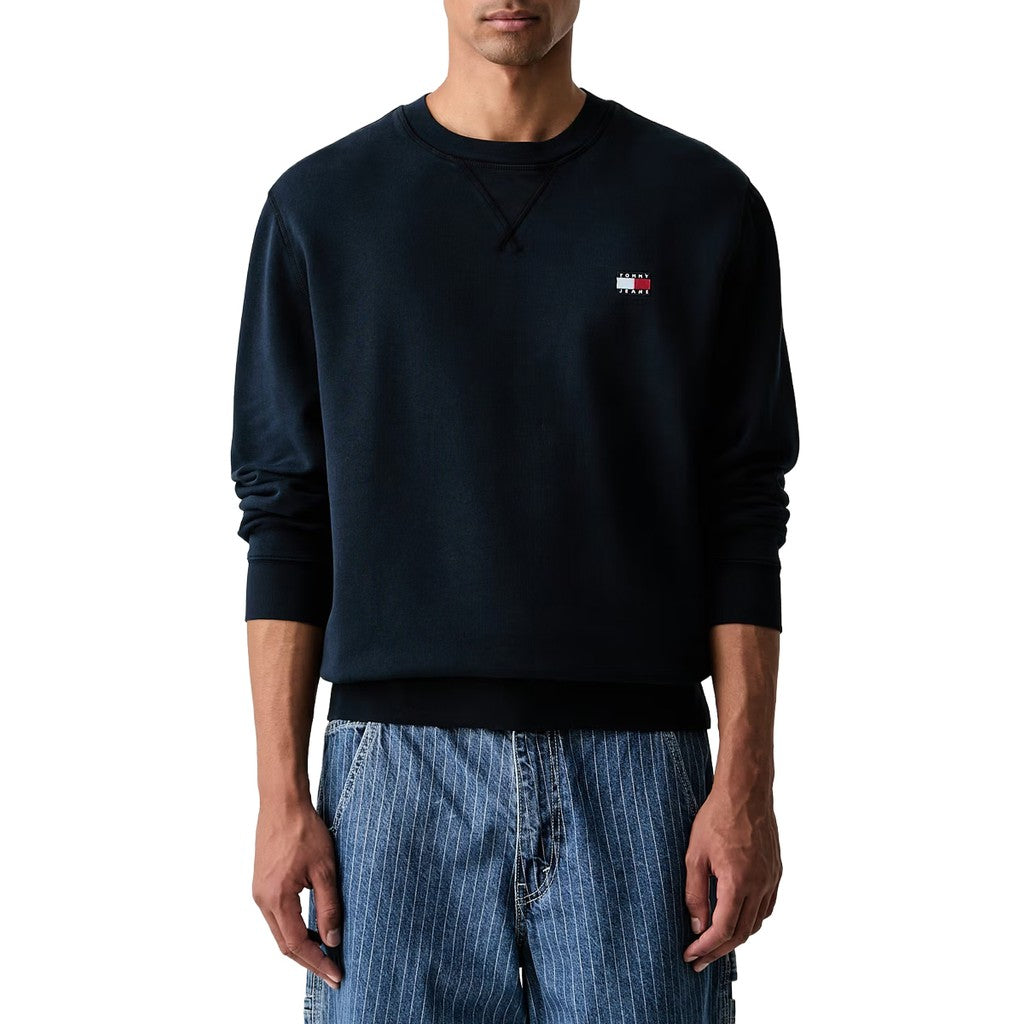 Tommy Jeans Regular Fit Sweater met fleece binnenkant – Donkerblauw