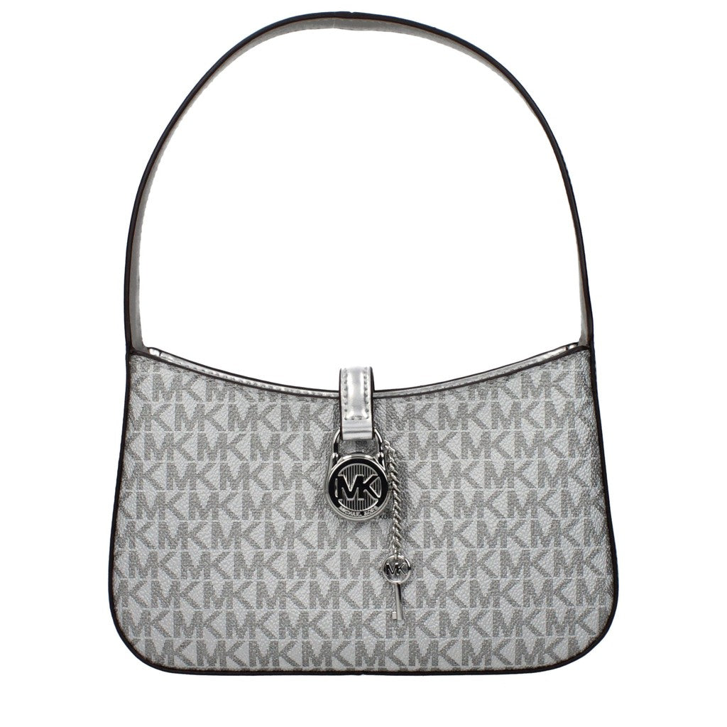 Michael Kors Lyra Schoudertas van stof en leer – Zilver