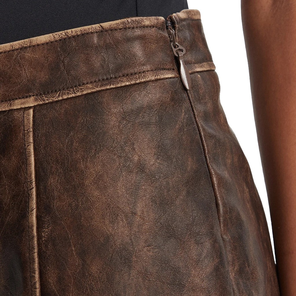 Guess Rok van imitatieleer met ritssluiting – Bruin