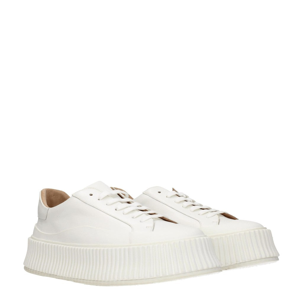 Jil Sander Leren low-top sneakers met vetersluiting – Wit