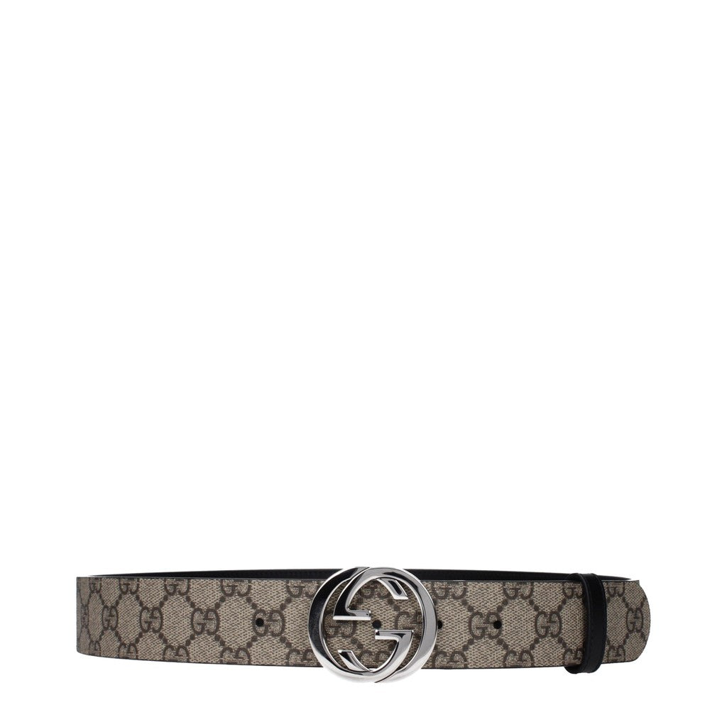 Gucci Riem van stof en leer met palladiumkleurige details – Beige / Zwart