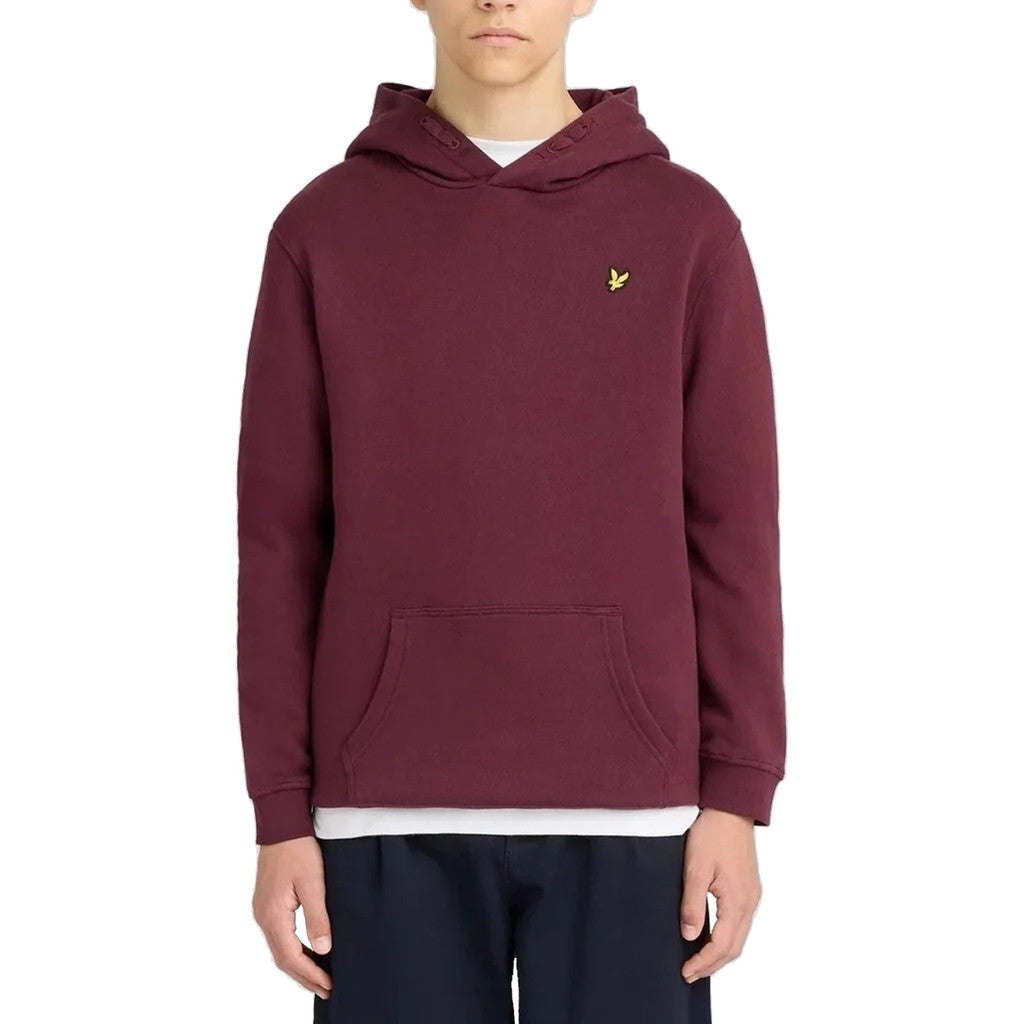 Lyle & Scott Kids Hoodie met grote zak en geborduurd logo – Bordeauxrood