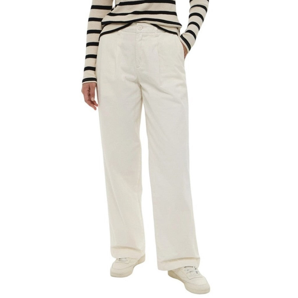 Guess Broek met vier zakken en logo – Crème