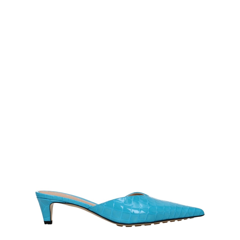 Bottega Veneta Muiltjes van lakleer met hak – Turquoise