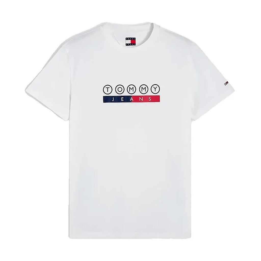 Tommy Jeans Slim Fit T-shirt met ronde hals en bedrukt logo – Ecru