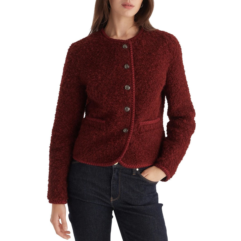 Guess Jas van imitatiebont met knoopsluiting – Bordeaux