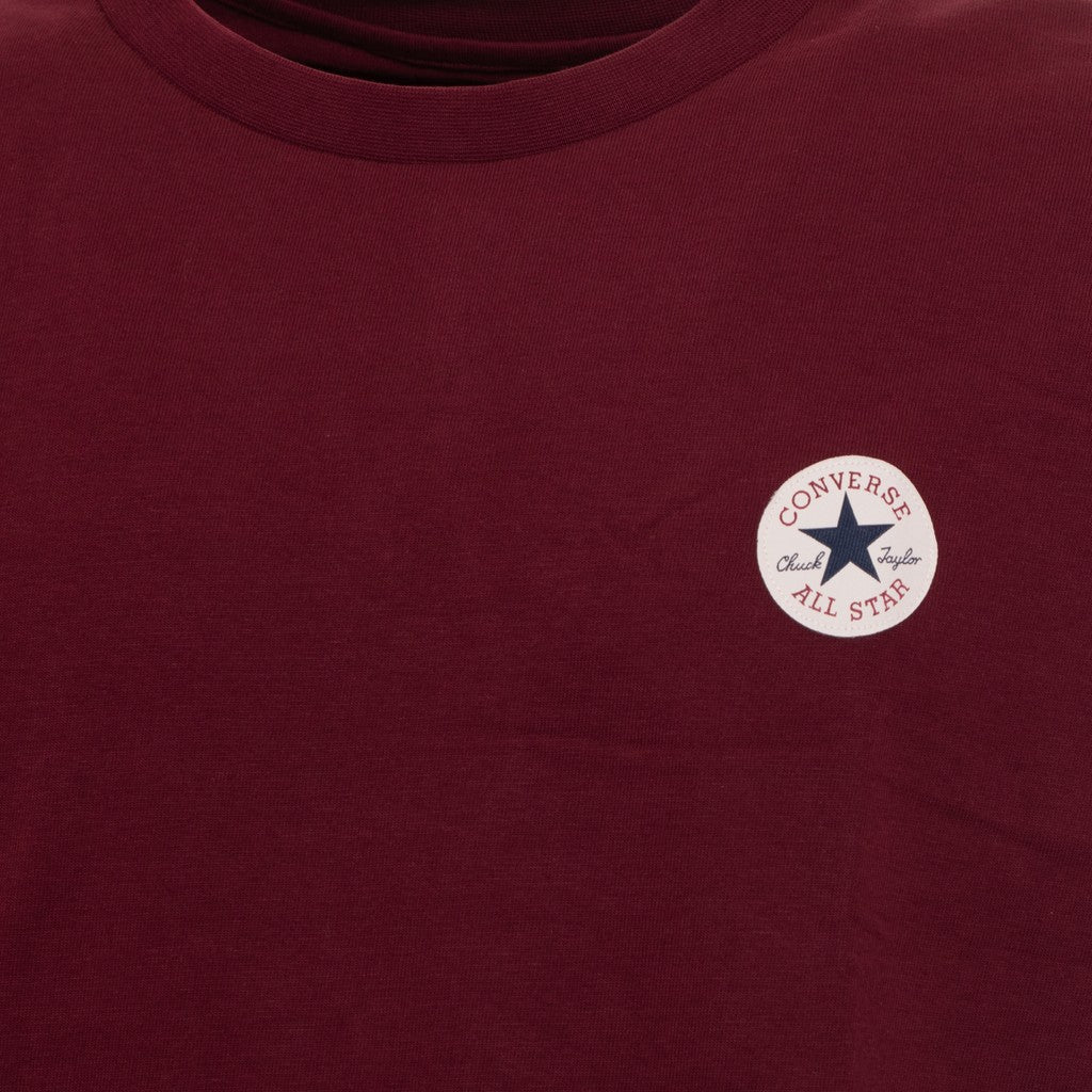 Converse T-shirt met ronde hals en bedrukt logo – Bordeauxrood