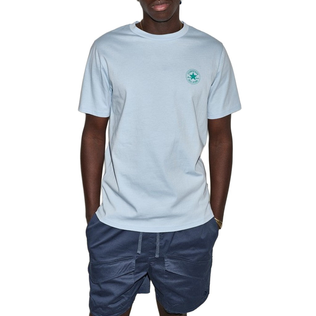 Converse T-shirt met print en bedrukt logo – Lichtblauw