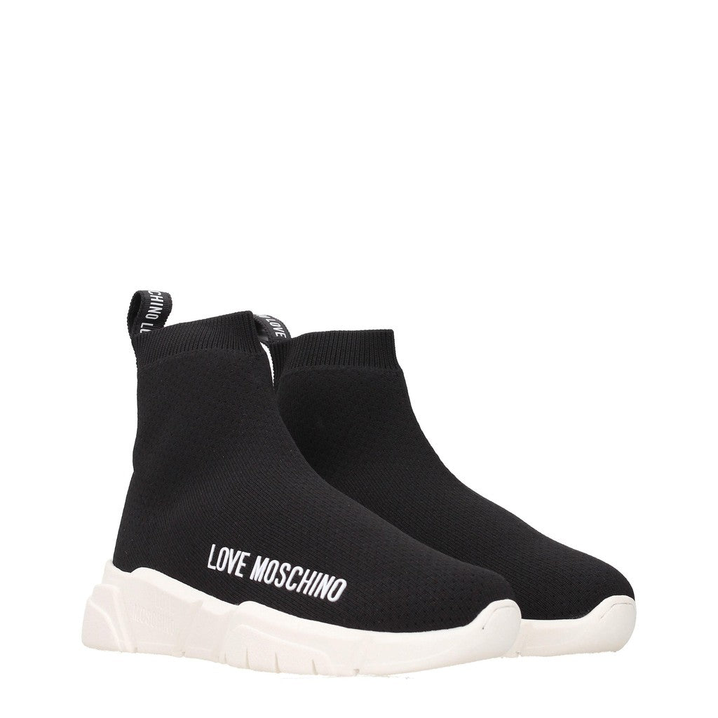 Love Moschino Sock sneakers van stof – Zwart / Wit