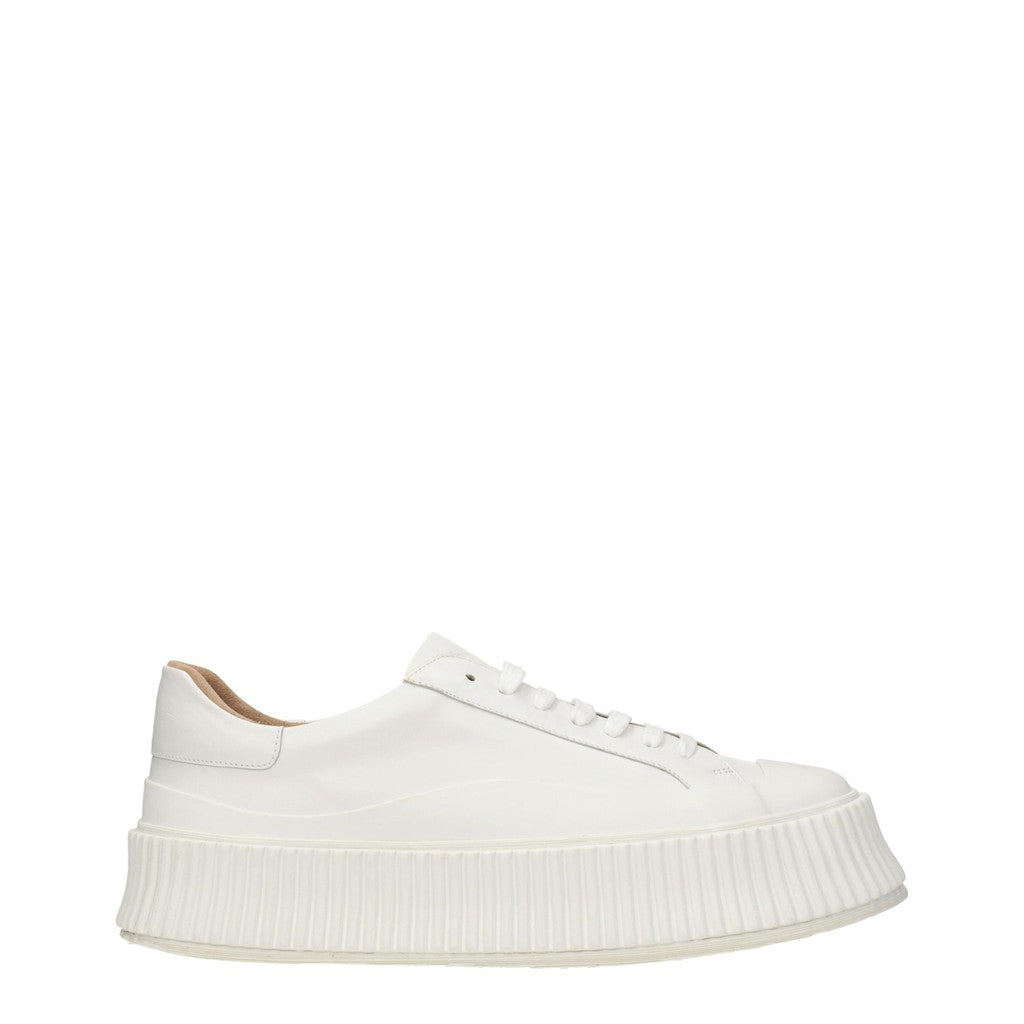 Jil Sander Leren low-top sneakers met vetersluiting – Wit
