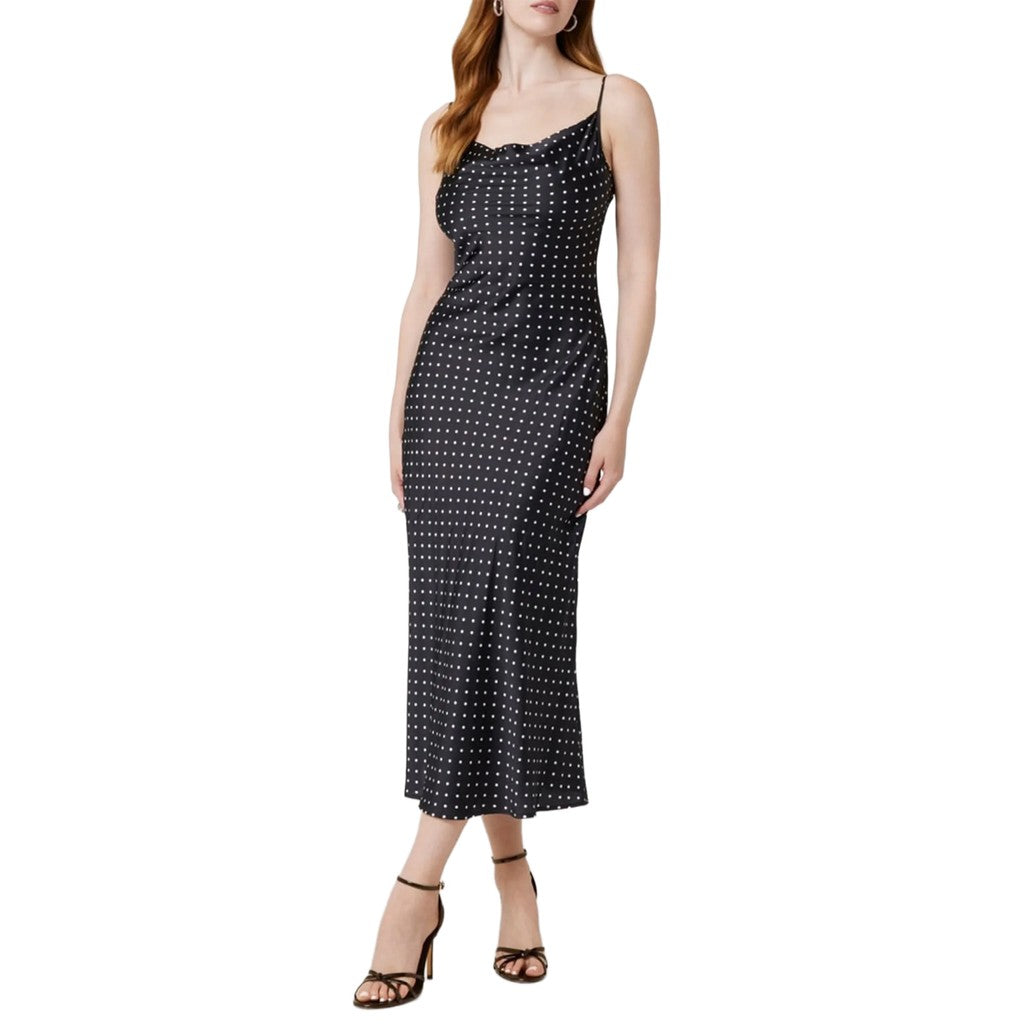 Guess Midi-jurk met tweekleurig dessin en schouderbandjes – Zwart / Wit
