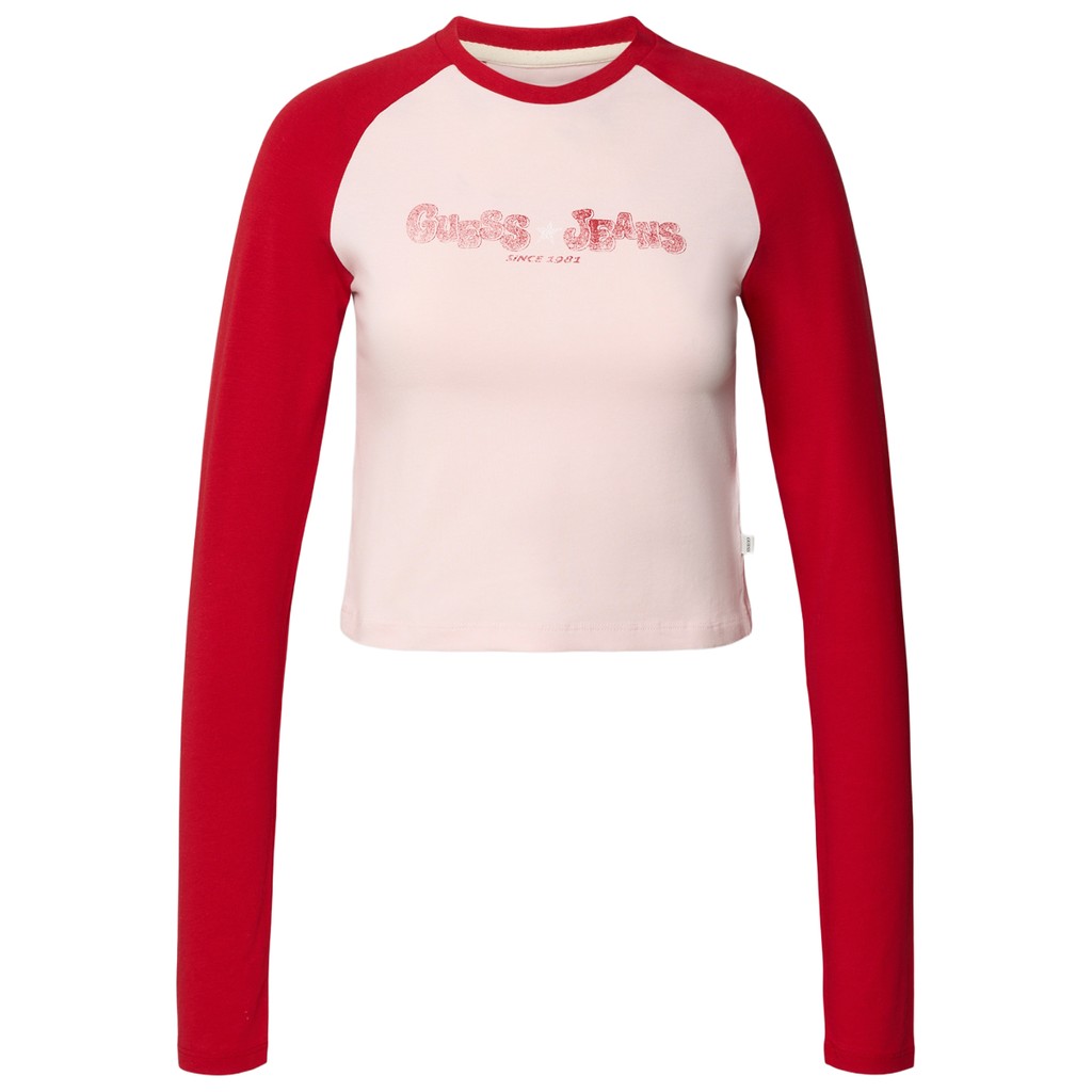 Guess T-shirt met lange mouwen en logoprint – Rood
