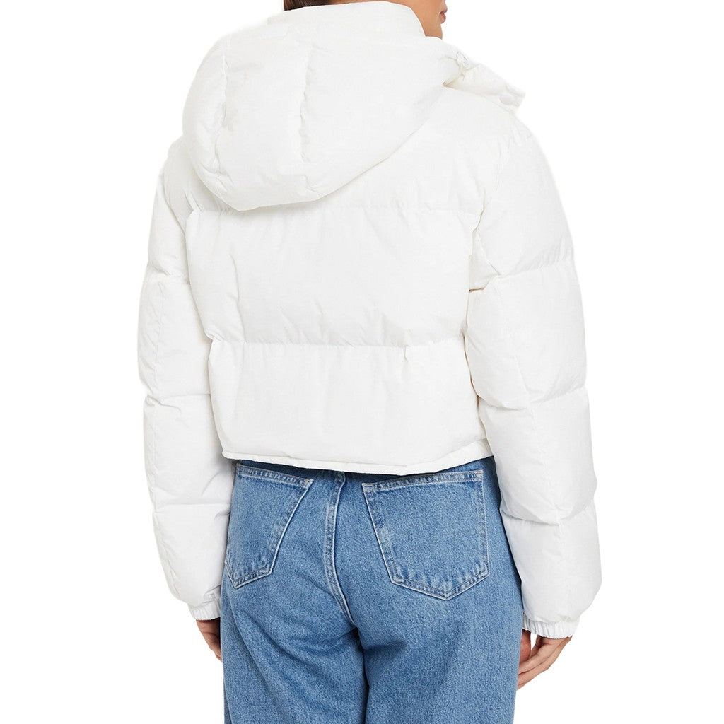 Tommy Jeans Alaska Pufferjas met capuchon en trekkoord – Gebroken wit
